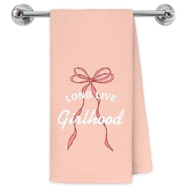 Imagem de Exqcom Toalhas de cozinha Coquette Pink Bow, toalhas de mão de laço preppy feminino para banheiro cozinha, longa vida feminina rosa estética decorativa panos de secagem, 40,6 x 61 cm