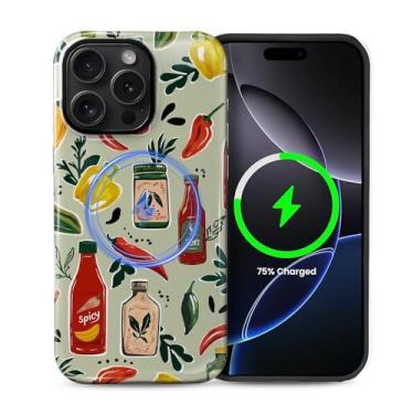 Imagem de Capa para iPhone 15 Pro Max com estampa estética fofa magnética [compatível com Magsafe] Proteção total fina à prova de choque para meninas e mulheres, molhos de pimenta