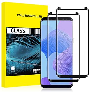 Imagem de QUESPLE Pacote com 2 películas protetoras de tela para Galaxy S9 Plus, vidro temperado [3D curvado] [cobertura total] [antiarranhões] [HD transparente] para Samsung Galaxy S9 Plus L2