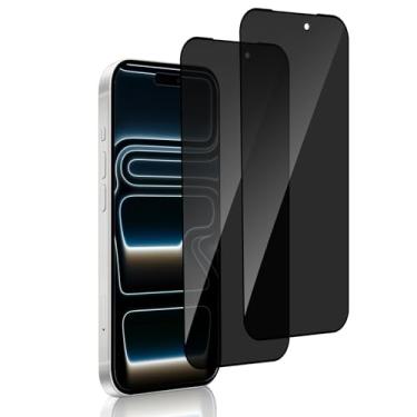 Imagem de KiimLaa Pacote com 2 protetores de tela de privacidade compatíveis com iPhone 17 Pro, vidro temperado anti-espião com toque suave e confortável, película de proteção 9H compatível com iPhone17 Pro de
