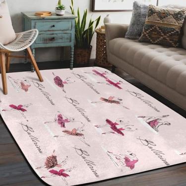 Imagem de Tapete de área para sala de estar, lavável à máquina, balé, estampa de palavras, antiderrapante, tapete macio para sala de estar, quarto, sala de jantar, berçário, cozinha, decoração de casa