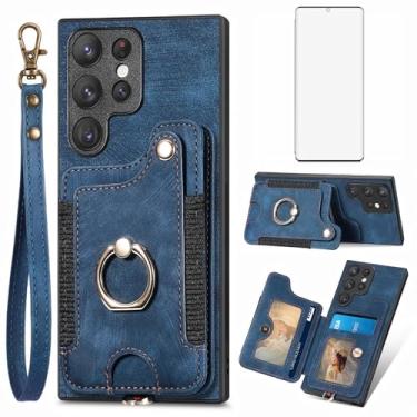 Imagem de Asuwish Capa de telefone para Samsung Galaxy S23 Ultra 5G Capa carteira com protetor de tela e alça de pulso RFID suporte para cartão de crédito anel suporte S23Ultra 23S S 23 23Ultra 6,8 polegadas