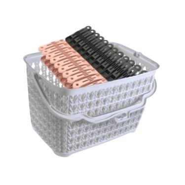 Imagem de Pregador de Roupa, Kit Cesto + 60 Prendedores Roupas Reforçado Cesto Multiuso com Alça, 14x15x25cm(Cesto Branco)