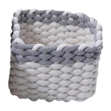 Imagem de ＫＬＫＣＭＳ Cesto organizador multifuncional para maquiagem, objetos diversos de mesa, ideal para sala de estar, quarto infantil e brinquedos, Cinzento/Branco
