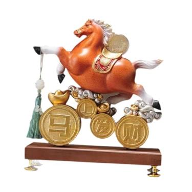 Imagem de Ｂｅｓｇａ Estatueta de Cavalo para Decoração de Mesa, Escultura Animal, Estatueta Feng Shui para Lareira, Laranja