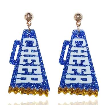 Imagem de Brincos de torcida joias de líder de torcida megafone brincos esportivos para mulheres acessórios de dia de jogo, Medium, Zinco, Sem pedra preciosa