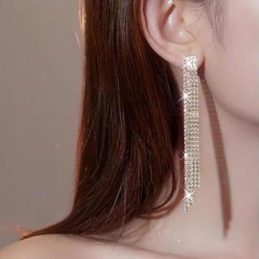 Imagem de Brincos de strass femininos longos de cristal Chandier com pingente de declaração brincos de festa de casamento vestido de formatura joias presentes presentes de natal presentes de amizade para