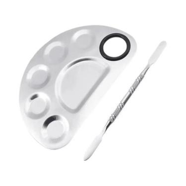 Imagem de Paleta De Mistura De Maquiagem Em Aço Inoxidável Espátula Para Tintas 