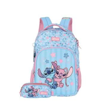 Imagem de Kit Mochila Stitch De Costas E Estojo Triplo Escolar Meninas, Rosa