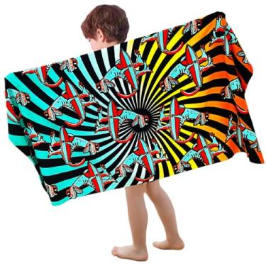 Imagem de YIFONTIN Toalhas de praia de microfibra cobertor de veludo super macio absorvente 69,8 cm x 139,7 cm para crianças, banho, acampamento, piscina, esportes, dinossauro.