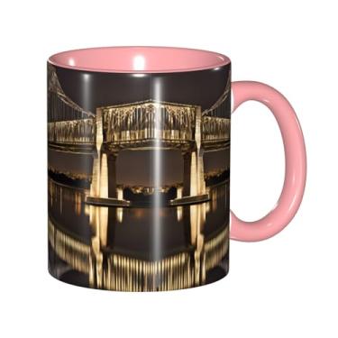 Imagem de Canecas de café criativas com impressão noturna New York Manhattan Bridge, personalizadas, presente para a família, tamanho de 325 ml, unissex