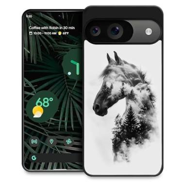 Imagem de WANKBLC Capa para Google Pixel 9 9 Pro, proteção à prova de choque para homens mulheres antiderrapante para Google Pixel 9 9 Pro cavalo com floresta árvores nuvens padrão louco