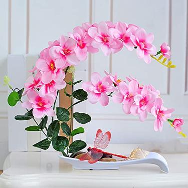 Imagem de Orquídea rosa artificial em um vaso - Flores decorativas elegantes para banheiro, sala de estar ou quarto