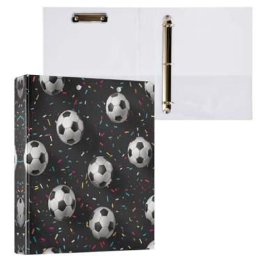 Imagem de Qilmy Organizador de fichário redondo de futebol, fichário de 3 anéis com prancheta (carta A4), fichário fofo para material de escritório escolar 349