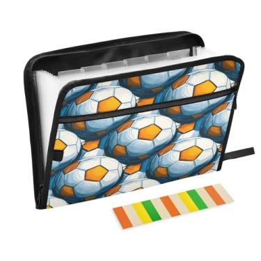 Imagem de CEBUGI Pasta expansível de 13 bolsos, impermeável, sanfonada, organizador de arquivos com etiquetas tamanho A4, organizador de documentos de papel para escola, material de escritório, futebol