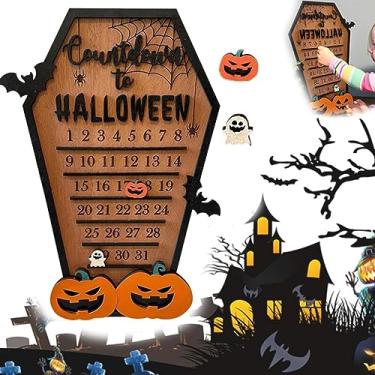 Imagem de HEEPDD Decoração de Contagem Regressiva de Halloween, Calendário Com 30 Formas para Crianças, Divertido Calendário Móvel DIY para Ambiente de Halloween Decoração de Contagem Regressiva de , de Casa de Bloco de Madeira
