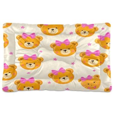 Imagem de Wassud Cama de urso fofo para cães e gatos, tapete lavável para animais de estimação para cães e gatos, almofada de cama de viagem antiderrapante, almofada de canil para ambientes internos e externos