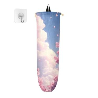 Imagem de xigua Suporte de parede para saco de plástico Clouds com cordão, pacote com 2, organizador de sacolas de compras reutilizáveis para bolsas, meias, roupas íntimas e gravatas