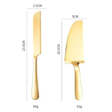 Imagem de Conjunto de 2 peças Fatiador bolo e espátula utensílios aço inoxidável pizza para hotel festa aniversário