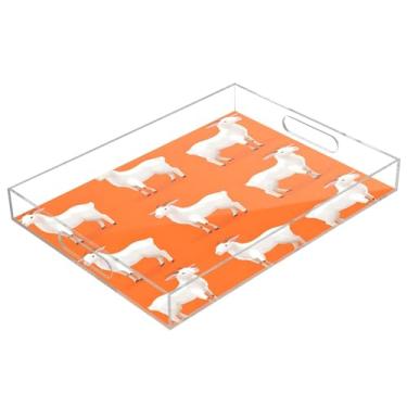 Imagem de STAYTOP Bandeja de servir de acrílico de cabra fofa de desenho animado, 15,7 x 11,20 cm, à prova de derramamento, organizador de bancada para café da manhã, chá, comida, maquiagem