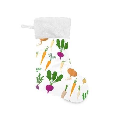 Imagem de xigua Meia de Natal de vegetais de raiz colorida personalizada grande para presente de pendurar meias de Natal para decoração de festa de férias em família, decoração de lareira
