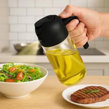 Imagem de Galheteiro de Vidro com Borrifador, 470ml, Dosador para Azeite e Vinagre, Cor Sortida