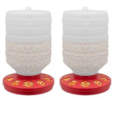 Imagem de Kit 2 Comedouro Automatico 5kg 10 Furos Aves Frango Galinha Galinheiro Galo Pintinho