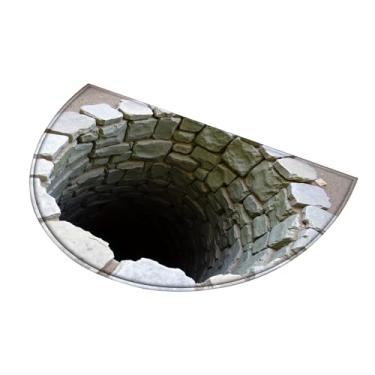 Imagem de Tapete 3D Ilusão de Ótica - Carpete Macio Lavável e Absorvente - Tapete De Porta Com Efeito Buraco 3D - Para Quarto Sala Cozinha Interior Exterior Escritório Dormitório Apartamento Hotel
