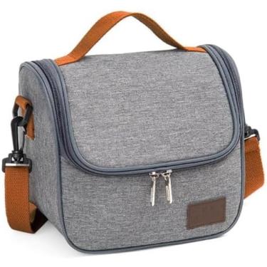 Imagem de Bolsa Térmica Lancheira Marmita 6,8L Alça Ajustável Ombro/Transversal, Isolamento Térmico, Forro Oxford Resistente, Zíper, Compacta para Trabalho, Academia e Passeios. (Cinza)