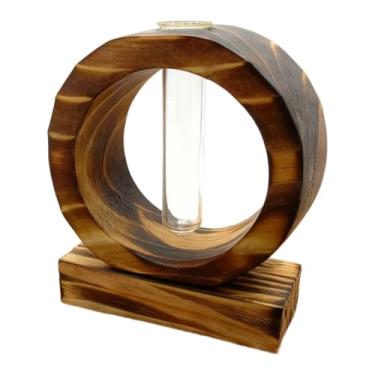 Imagem de predolo Vaso de tubo de ensaio para plantas, suporte decorativo de madeira para terrário de plantas, ideal para mesa de escritório, quarto ou prateleira de