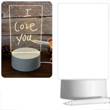 Imagem de Luminária de Escrever LED Abajur Quadro Acrílico Escreve Apaga - Criativo para Anotações, Decoração e Recados USB