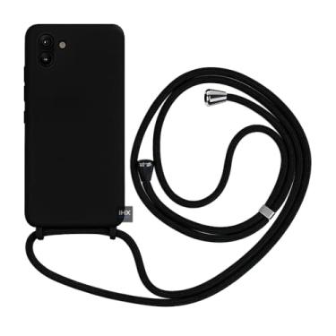 Imagem de Capa Case Capinha Para Samsung Galaxy A07 Silicone Com Cordão Alça De Pescoço Ajustável Veludo Premium (PRETO)