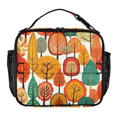Imagem de Joisal Aquarela outono árvores outono outono lancheira para mulheres meninas lancheira masculina crianças lancheira para trabalho portátil alimentos bolsa térmica para escola