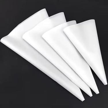 Imagem de Pacote com 4 sacos de confeitar de silicone, sacos de confeitar reutilizáveis de 25/12/40.6 cm para decoração de bolos, acessórios de panificação para biscoitos e cremes, branco