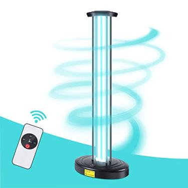 Imagem de JTAPURE Luz UV de 100 W com ozônio, temporizador de 3 marchas e controle remoto, dispositivo de purificação doméstica, eliminador de ácaros e mofo, removedor de percevejos de cama para banheiro