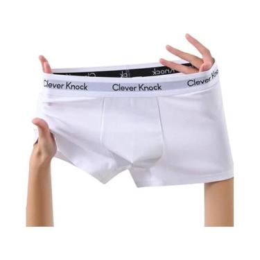 Imagem de Cuecas Boxer Masculinas Sexy De Algodão, Cor Sólida, Cuecas Masculinas