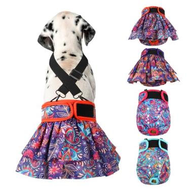 Imagem de Langsprit Fraldas Laváveis para Cadela(Pacote com 4 + 1 Suspensório), Fraldas Reutilizáveis para Cachorrinhas, Filhotes, Faixa de Barriga para Animais de Estimação, Período de Cio, Cocô, Xixi, Treinam