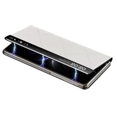 Imagem de LTLMYDAM Capa Flip View para Huawei Mate X7, capa de couro genuíno empresarial com fecho magnético alívio fino suporte capa de carregamento sem fio, branca, Mate X7