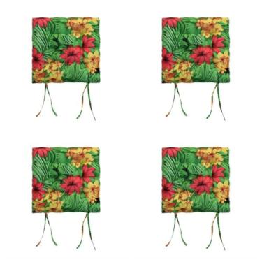 Imagem de Kit 4 Almofadas Futon para Assento de Cadeira 40x40cm Almofada de Cadeira Estofada Almofada Decorativa para Sala e Cozinha (Color 5)
