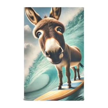 Imagem de Toalhas de prato de animais de burro fofas para cozinha toalha de mão de chá decorativa panos de prato fofos panos absorventes macios 45 x 71 cm, 1 pacote