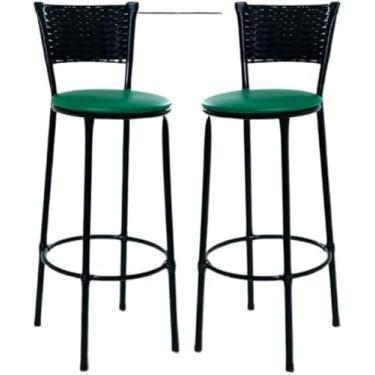 Imagem de kit 2 banquetas banco alto de cozinha bancada balcão bares área gourmet junco Preto (verde)