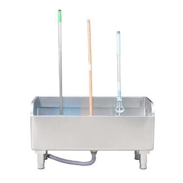 Imagem de Pia de esfregão, bacia de serviço de esfregão de aço inoxidável, bacia de serviço de esfregão, pia de esfregão comercial com bacia profunda, pia interna e externa, drenagem sem entupimento (100 cm