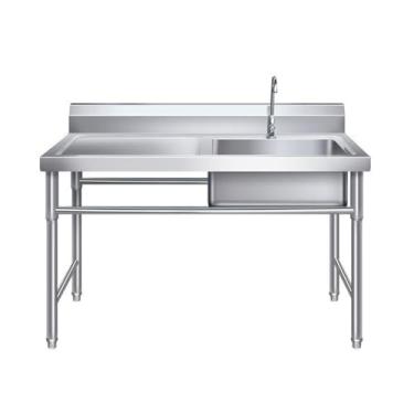 Imagem de Pia comercial, pia de aço inoxidável, pia utilitária independente, pia de cozinha, pia de bar, pia externa, pias utilitárias de aço inoxidável independentes, com torneira de bancada, para restaurante
