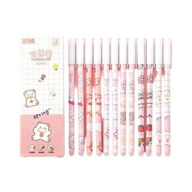 Imagem de Caneta Gel Azul Apagável 0.5mm Ponta Fina Pacote Com 12 Para Estudante