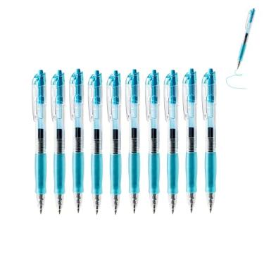 Imagem de GZBABY Caneta de gel retrátil, 10 peças, caneta esferográfica de ponta fina para escrever colorir, 0,5 mm, tinta azul cristal