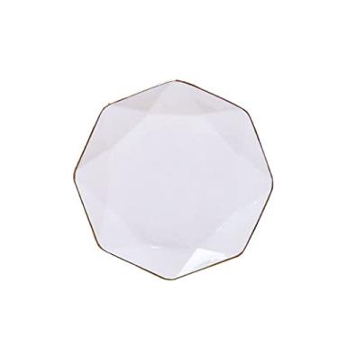 Imagem de Pratos de jantar brancos de cerâmica redonda com borda dourada pratos de jantar pratos de servir bife salada macarrão e sobremesa (conjunto de 4) pratos de jantar de casamento (2 peças 25 cm)