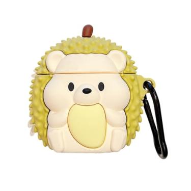 Imagem de QYFZXLV Capa de fone de ouvido 3D Durian Hedgehog com desenho fofo para Airpods Pro 3 (2025), capa protetora criativa de silicone para Airpod Pro 3ª geração para meninas e meninos