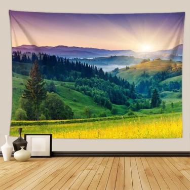 Imagem de Tapeçaria, paisagem, paisagem, parede florestal, 150x130cm, microtecid