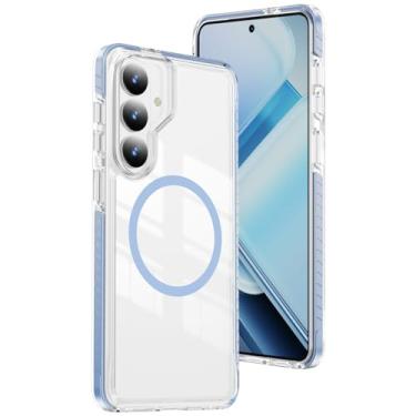 Imagem de DEERLAMN Capa magnética transparente para Samsung Galaxy S26 Plus, proteção contra quedas de grau militar, antiarranhões, transparente, ultrafina, não amarela, à prova de choque, azul