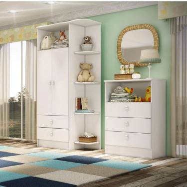 Imagem de Comoda Infantil 3 Gavetas e Nicho 1330 Siena Móveis Branco